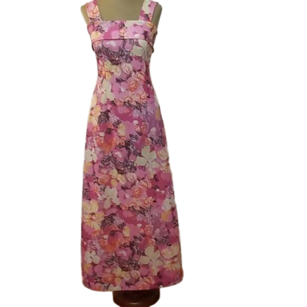 Vntg: Homemade Pink Floral Long Dress